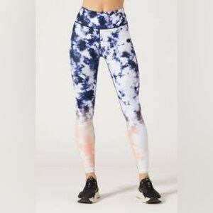 Wear It To Heart NWT {$99} XL Women's Tie-Dye Navy/Coral Leggings Reversible